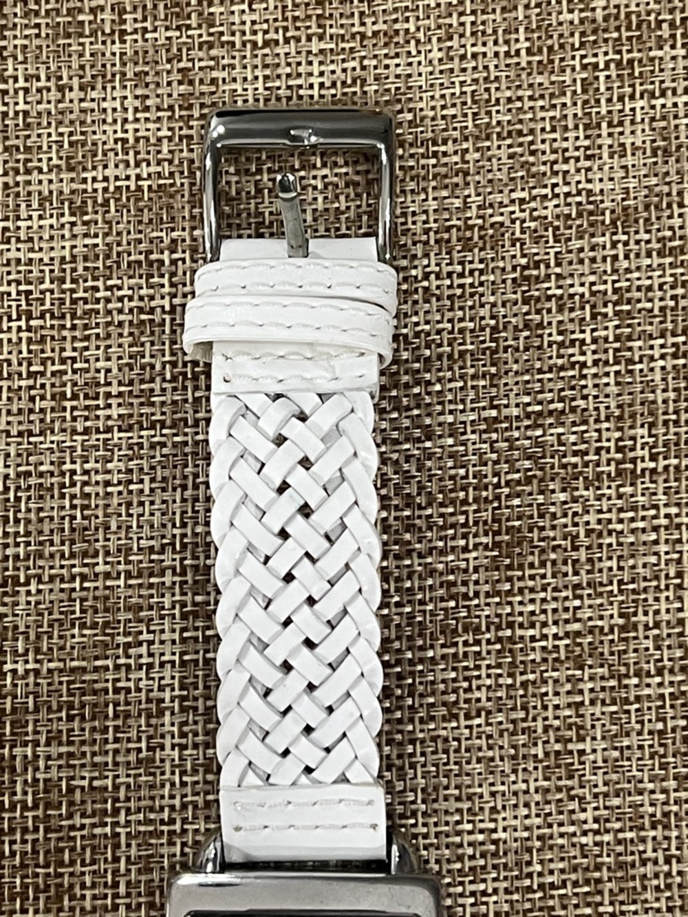 Ecclissi White Braided Leather Watch with Square Silver Case - Picture 3 of 5